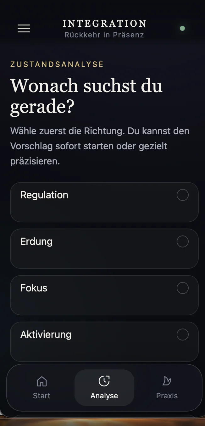 INTEGRATION Zustandsanalyse mit ausw&auml;hlbaren Richtungen.
