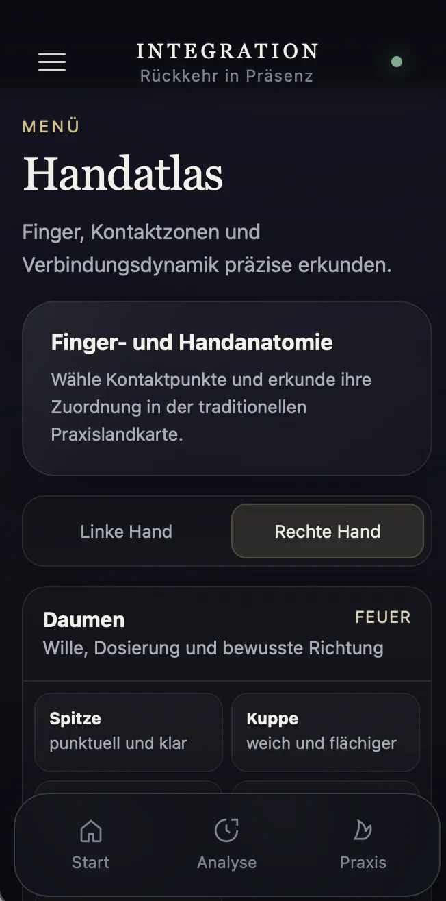 INTEGRATION Handatlas mit Finger- und Handanatomie.